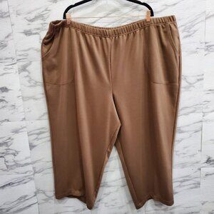 Only Necessities Knit Pants Women Plus Size 5X Brown Elastic Pull On Pockets
